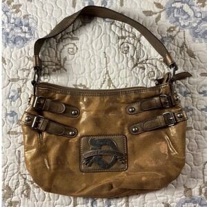 Dereon Shoulder Bag Women OS Bronze Excellent Metallic Buckle Y2K Faux Leather
